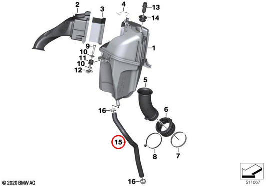 Tubo OEM 13719457921 para motos BMW G 310 RR, G 310 GS, G 310 R. Original BMW Motorrad.
