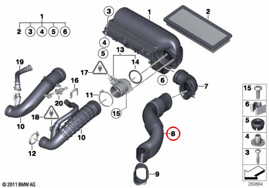 Tubo de admissão OEM 13719804246 para MINI Countryman R60, Paceman R61. MINI originais.