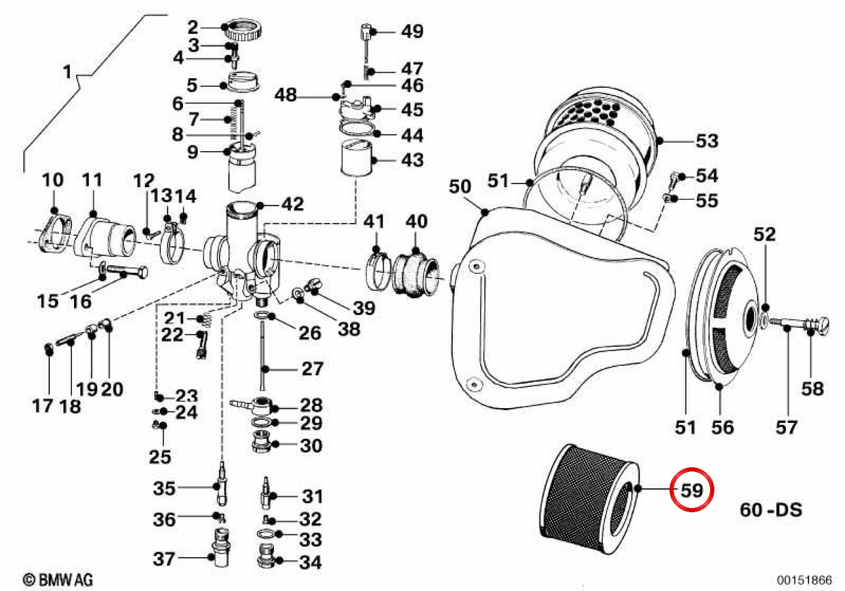 OEM -Luftfilter 13721250391 für BMW E23, E24, E28, E30, E32, E34, Z1. Original BMW.
