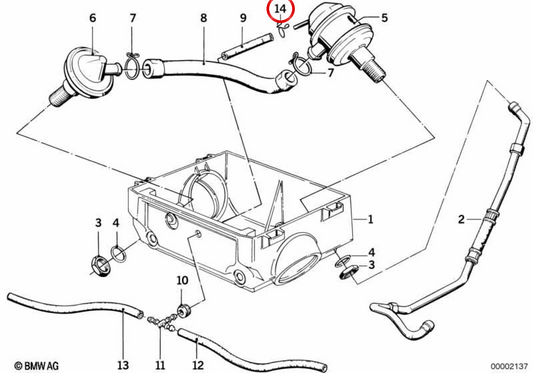 Braçadeira de mangueira OEM 13721337516 para BMW E23, E24, E28, E30, E32, E34. BMW genuíno.