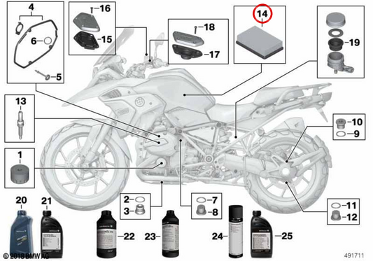 OEM-Luftfilterelement 13727726799 für BMW Motorräder R1200GS, R1250GS, R1200RT, R1250RT... und mehr. Original BMW Motorrad.