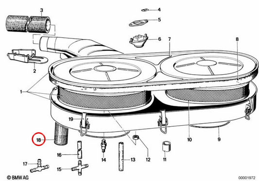 Manguera de admisión OEM 13731257998 para BMW E12. Original BMW.
