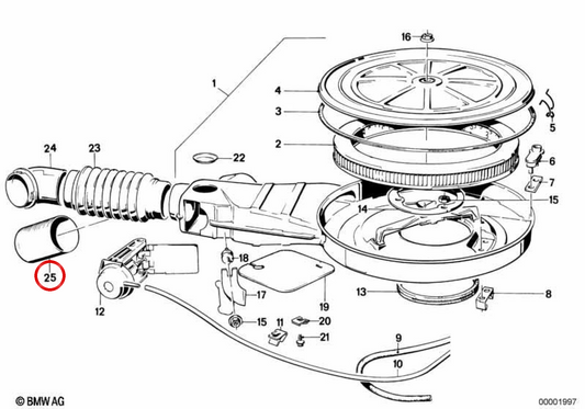 Sleeve / OEM Air Tube 13731284979 pour BMW E30, E28. BMW d'origine
