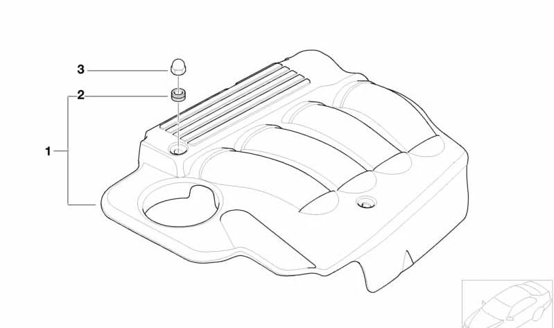 Cubierta Acústica para BMW Serie 1 E87, Serie 3 E90, E91, X3 E83, E83N, Z4 E85 (OEM 11617523714). Original BMW
