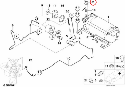 Carcaça do filtro de ar OEM 13831183393 para BMW E36, E34. BMW genuíno.