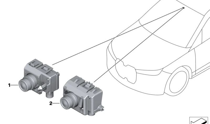 Cámara Augmented Reality OEM 66515A1A142 para BMW F70, U06, G60, G61, G68, G90, G70, i20, U11, U12, U10, G45, F95N, G05N, G18N, F96N, G06N, G07N, G09 y MINI F65, F66, J01, J05, U25. Original BMW y MINI.