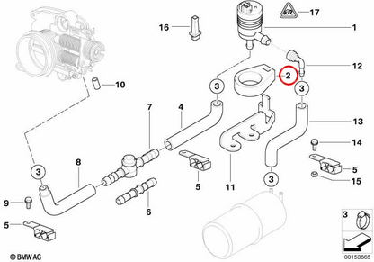 Soporte de válvula de ventilación del tanque OEM 13901433601 para BMW E36, E46, E39, E60, E61, E38, E65, E66, E83, E53, Z3, E85, E86, E52. Original BMW.