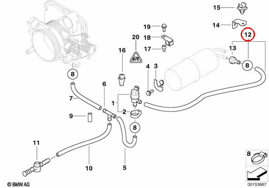 Tubo de admissão OEM 13901707839 para BMW E39. BMW genuíno.