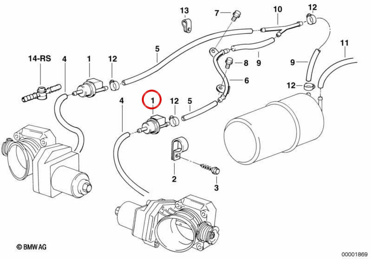 Válvula de ventilação do tanque OEM 13901711395 para BMW E30, E28, E34, E24, E32, E31. BMW genuíno.