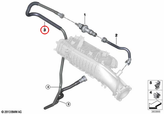 Lüftungskanal mit Resonator OEM 13908638019 für MINI F56, F55, Countryman F60, BMW 2' F45, F46, X1 F48... und mehr. Original BMW und MINI.