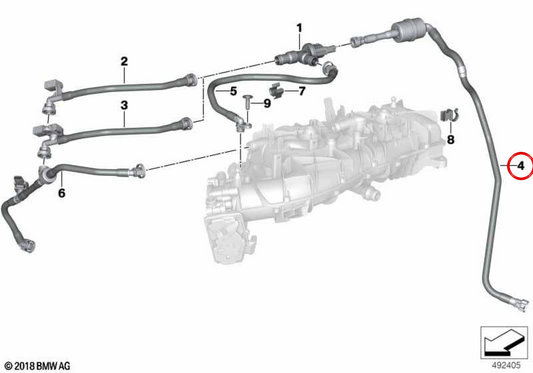 Tubo de ventilación del tanque con resonador OEM 13908664941 para BMW G29. Original BMW.