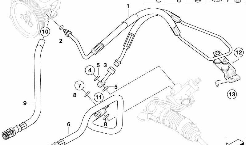 Tubo de retorno del radiador OEM 32416765680 para BMW E60, E61. Original BMW.