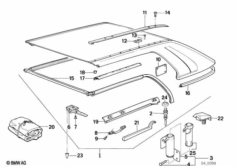 Dachleiste for BMW Series 3 E30 (OEM 54211953954). Genuine BMW