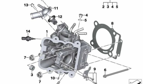 Termostato OEM 11538552314 para BMW Motorrad C 400 GT (CK08, 0S01, 0S03) y C 400 X (CK09, 0S11). Compatible con modelos desde 2018 hasta presente. Recambio original BMW Motorrad.