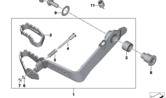 Pédale de frein réglable OEM 35218550066 pour les motos BMW R1200GS, R1250G, F850GS, F750G et plus. BMW original Motorrad.