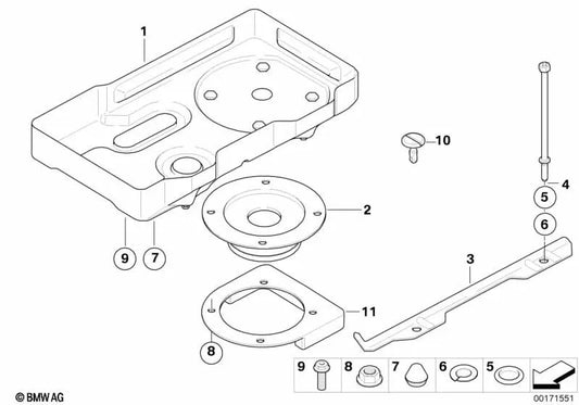 Faixa de fixação de bateria para BMW Série 3 E93, E93N, Série 4 F33, F83 (OEM 51717188488). BMW original