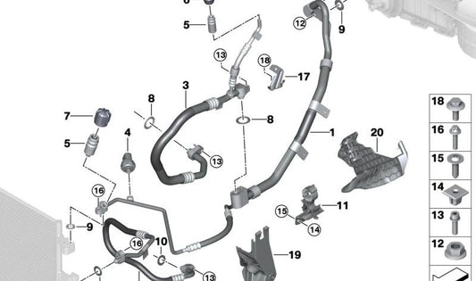 Separador de refrigerante OEM 64539462715 para BMW X5 F95, G05, X6 F96, G06, X7 G07. Original BMW.