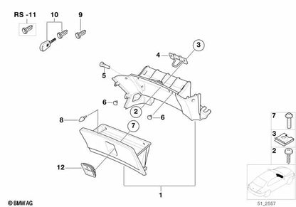 Glove box with liner for BMW various models/series (OEM 51458399930). Original BMW.