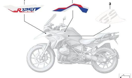 Inscripción revestimiento lateral derecho OEM 51149457668 para BMW Motorrad R 1250 GS (K50). Original BMW Motorrad.