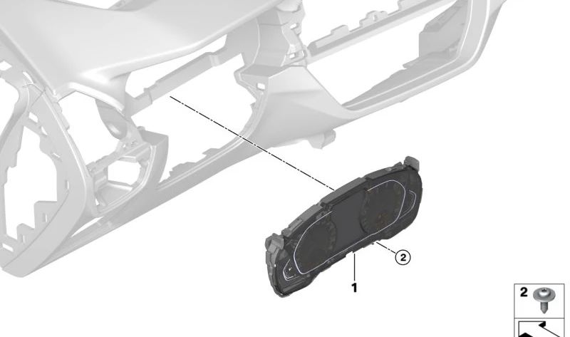 Kombination von Instrumenten für die BMW 3 G20 -Serie, G21, 5 G30 -Serie, G31, X3 G01 (OEM 62105A69552). Original BMW
