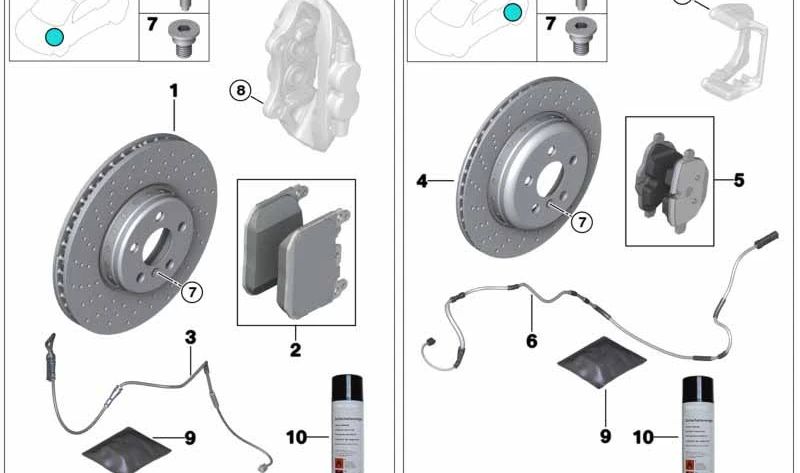 Reparo de comprimidos de freio de bruque para BMW F10, F06, F12, F13 (OEM 34112284370). BMW original.