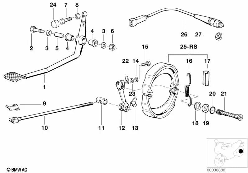 Juego de Reparación de Zapatas de Freno sin amianto para varios modelos de BMW (OEM 34212311519). Original BMW.