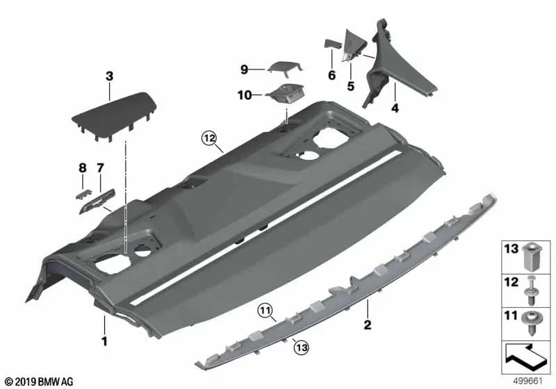 Lautsprecherraster linke Heckschelf für BMW F90, G30, G38, F92, G15 (OEM 51467419857). Original BMW