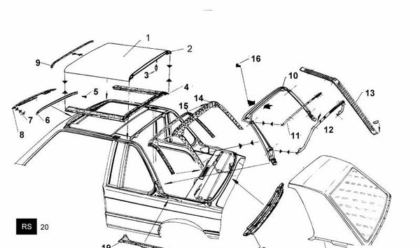 Capota de lona OEM 54310006316 para BMW E21. Original BMW.