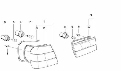 Portalámparas trasero OEM 63218351660 para BMW E34. Original BMW.