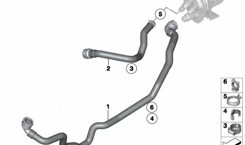 OEM RADIAN RETOUR TUYAL 64219222651 pour BMW E90, E91, E92, E93, E84. BMW d'origine.