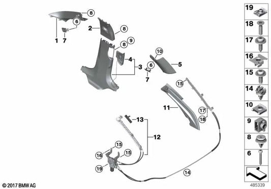Pilar B unten rechts Säule für BMW 5 F90 -Serie, G30, G31, G38 (OEM 51437419856). Original BMW