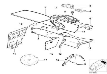 Isolation acoustique latérale gauche pour la série BMW 3 E36 (OEM 51488153939). BMW d'origine