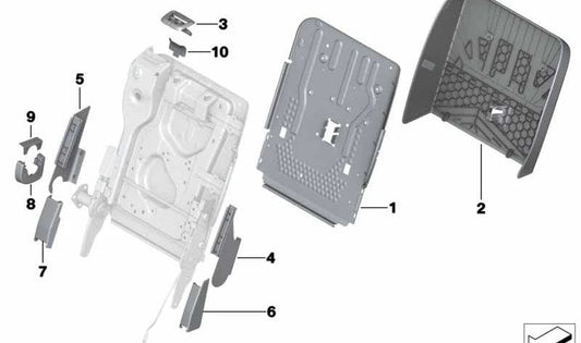Embellecedor interior derecho OEM 52207242413 para BMW F07, F07N. Pieza original BMW. Ideal para cubrir el raíl del asiento trasero. Color negro.