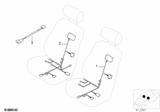 Cabo lateral do passageiro conjunto para BMW E52 (OEM 61007027240). BMW original.