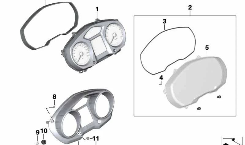 Instrumentenkombinationsverkleidung OEM 62117717767 für BMW K1200GT, K1300GT Motorräder. Original BMW Motorrad.