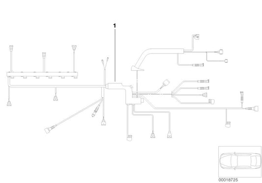 Chicote elétrico do motor OEM 12517528597 para BMW Série 3 E46 (09/1999 - 08/2006). BMW genuíno.