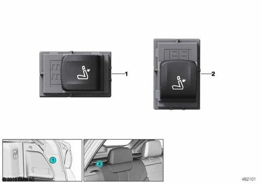 Interrupteur arrière à distance pour BMW G31, G31N Series 5, G32, G32N Series 6 (OEM 61319393351). BMW d'origine.