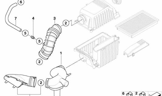 Abrazadera tubo flexible OEM 13721491752 para MINI Cooper S R52, R53... y más. Original MINI.