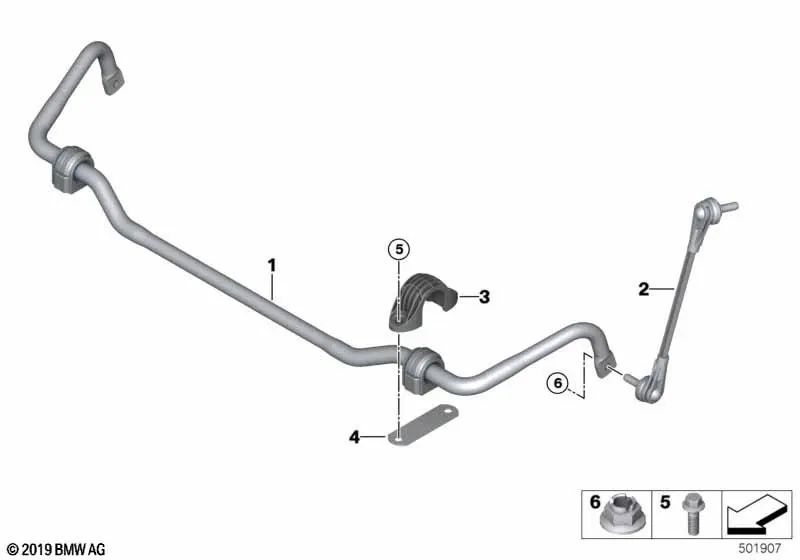 Stabilizer support for BMW 3 Series G20, G21 4 Series G22, G23 i I12, I12N, I15 (OEM 31306869199). Genuine BMW