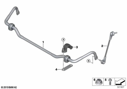 Stabilizer support for BMW 3 Series G20, G21 4 Series G22, G23 i I12, I12N, I15 (OEM 31306869199). Genuine BMW
