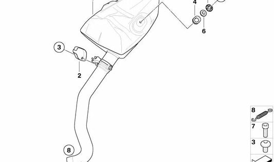Protección térmica trasera OEM 18217706450 para motos BMW HP2 Sport (K29). Original BMW Motorrad.
