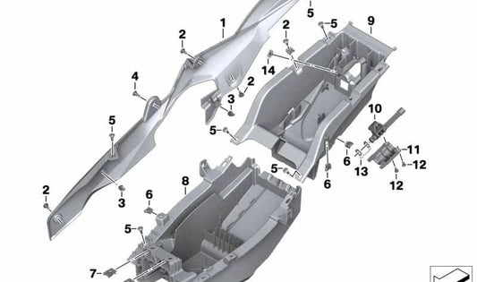 Soporte posterior trasero OEM 46627717022 para motos BMW S 1000 XR (K49) 2015-2019. Original BMW Motorrad.
