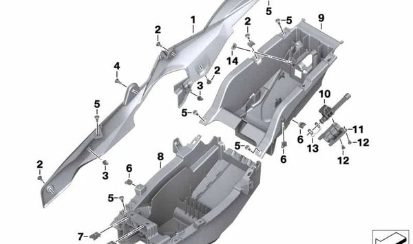 Soporte posterior trasero OEM 46627717022 para motos BMW S 1000 XR (K49) 2015-2019. Original BMW Motorrad.