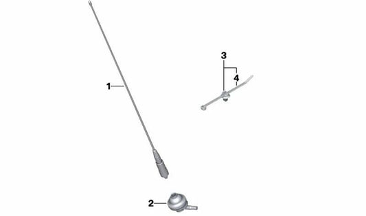 Varilla de antena OEM 65218544569 para motos BMW R1200RT, R1250RT, F750GS, F850GS, F800GT... y más. Original BMW Motorrad.