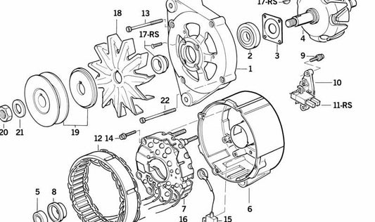 Tornillo de fijación alternador OEM 12311722966 para BMW E30, E34, Z1. Repuesto original BMW.