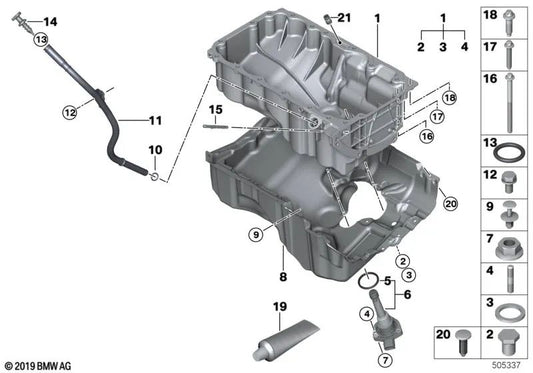 BMW G42 Oil Coter, G20, G21, G28, G22, G23, G26, G30, G31, G32, G11, G12 (OEM 11138513658). Original BMW.