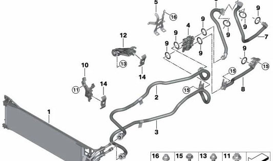 Tipe de refroidissement d'huile de transmission pour BMW X5 G05 (OEM 17229494456). BMW d'origine