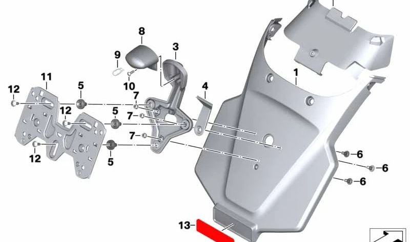Adaptador de placa de matrícula OEM 46628557346 para motos BMW K1600 Bagger. Original BMW Motorrad.