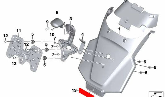 Adaptador de placa de matrícula OEM 46628557346 para motos BMW K1600 Bagger. Original BMW Motorrad.