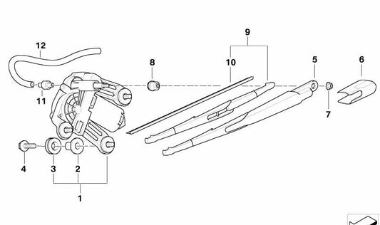 Casquillo para motor de limpiaparabrisas trasero OEM 61628229247 para MINI R50, R53. Original MINI.